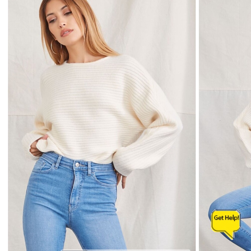 Ribbed Dolman-Sleeve Sweater